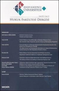 Hasan Kalyoncu Üniversitesi Hukuk Fakültesi Dergisi Sayı:13 - Ocak 201