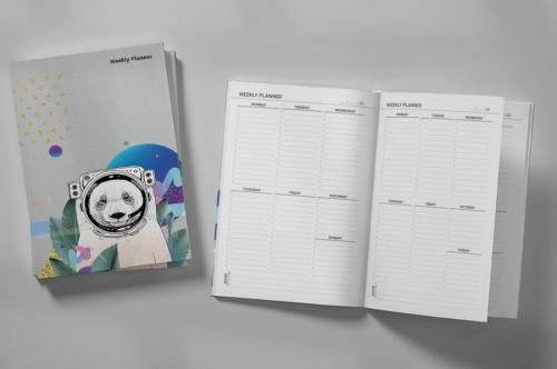 Astronaut Bear Weekly Planner & Notebook - kitap