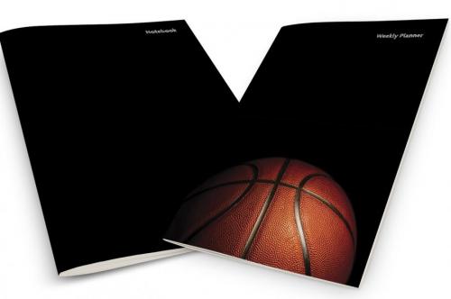 Basketball Ball on Black Background Weekly Planner & Notebook - kitap