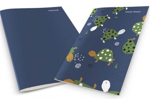 Colorful Turtles Weekly Planner & Notebook - kitap