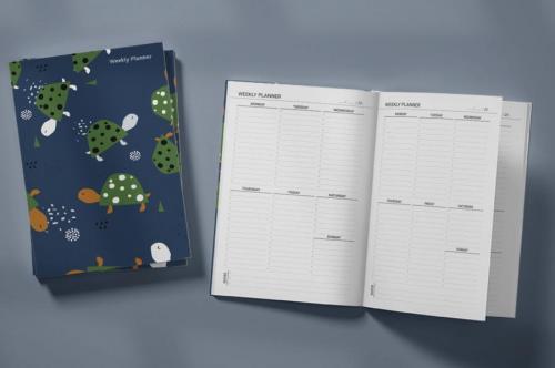 Colorful Turtles Weekly Planner & Notebook - kitap
