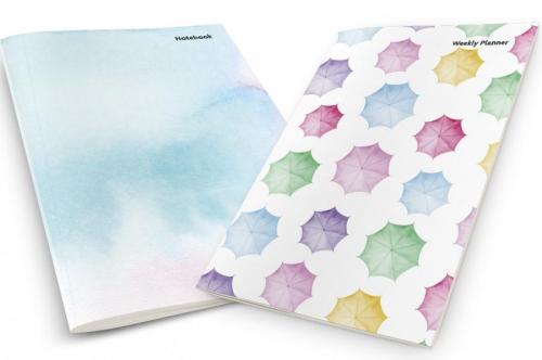 Colorful Watercolor Umbrellas Weekly Planner & Notebook - kitap