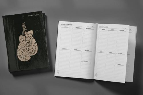 Motivational Boxing Poster Weekly Planner & Notebook - kitap