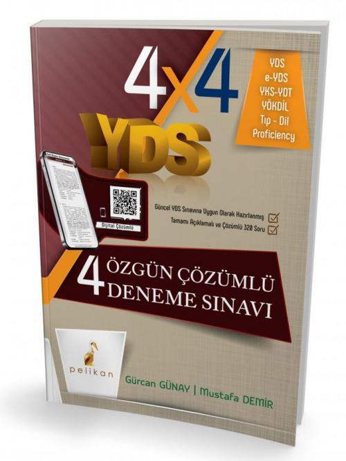 Pelikan Yayınları YDS 4x4 Özgün Çözümlü Deneme Sınavı - kitap Gürcan G
