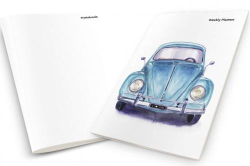 Vintage Blue Car Weekly Planner & Notebook - kitap