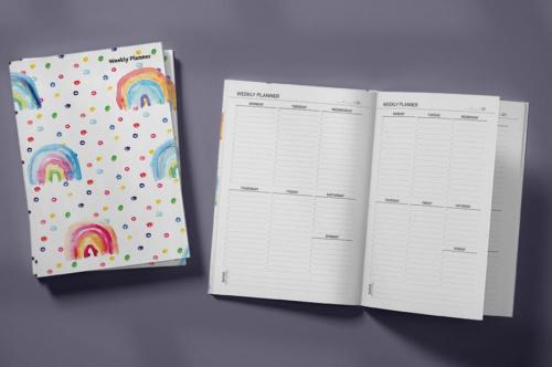 Watercolor Rainbows Weekly Planner & Notebook - kitap