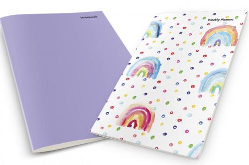 Watercolor Rainbows Weekly Planner & Notebook - kitap