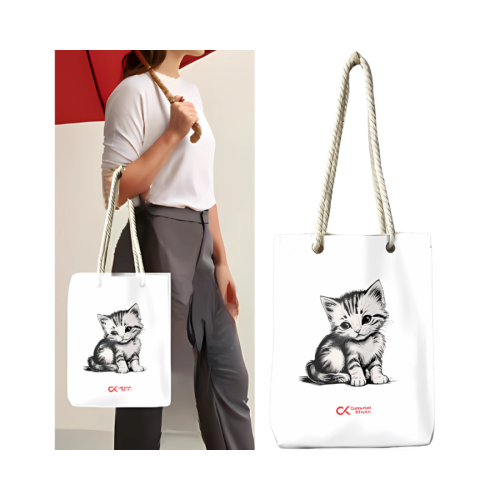 YAVRU KEDİ (BEZ ÇANTA - 35*40) Fermuarlı - kitap