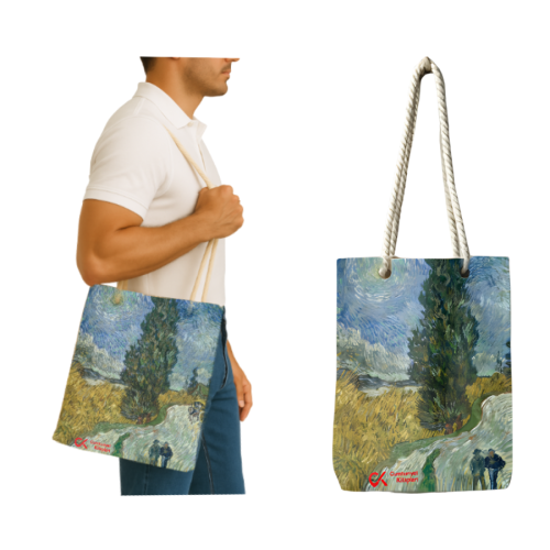 Yıldızlı gökyüzünün altında selvi yolu - Vincent Willem Van Gogh - kit