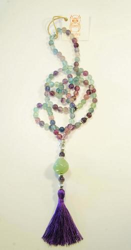 Florit Taşı Buddha Detaylı 108'lik Mala Florit Taşı Buddha Detaylı 108'lik Mala