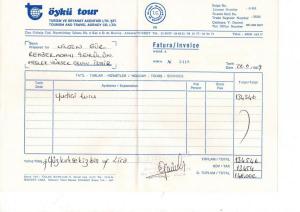 Öykü Tour - Fatura - Invoice 1989