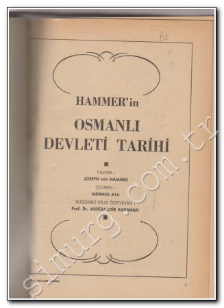 Osmanlı Devleti Tarihi 2 Cilt TAKIM Baron Joseph von Hammer Purgstall