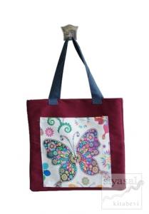 Bordo Kelebek Cepli Bez Çanta Kod - 220007