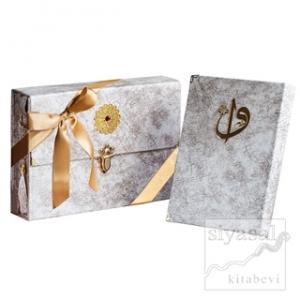 Çantalı - Orta Boy Nubuk Kur'an-ı Kerim (Krem, Vavlı, Mühürlü)