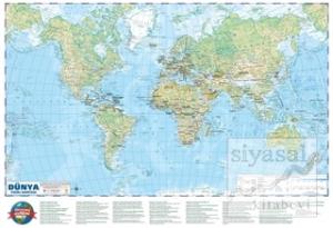 Dünya Siyasi - Fiziki Haritası 50x35 (Çift Taraflı)