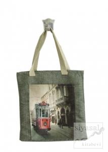 Grili Kırmızı Tramvay Cepli Bez Çanta Kod - 220069