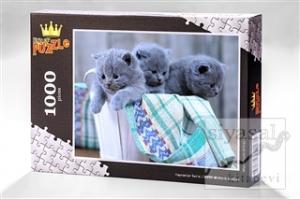 King Of Puzzle HV07-M Minik Kediler (1000 Parça) - Ahşap Puzzle Hayvanlar Serisi