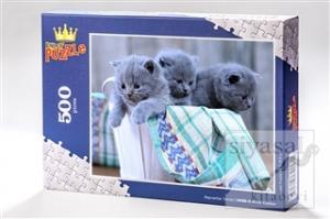 Minik Kediler (500 Parça) - Ahşap Puzzle Hayvanlar Serisi - (HV08-D)