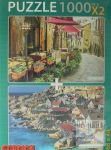 Vintage Cafe - Temel Reis Kasabası  Puzzle (2 X 1000 Parça)