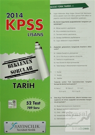 2014 KPSS Tarih Yaprak Test Lisans Kolektif