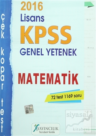 2016 KPSS Lisans Genel Yetenek Matematik Çek Kopar Test Kolektif