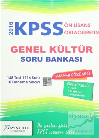 2016 KPSS Ön Lisans / Ortaöğretim Genel Kültür Tamamı Çözümlü Soru Ban