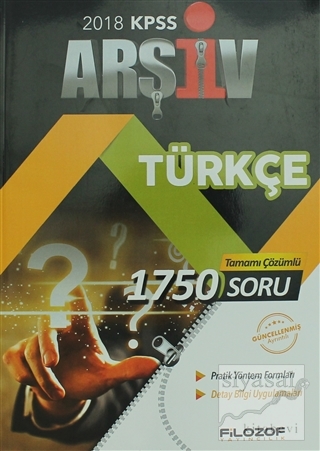 2018 KPSS Arşiv Türkçe Tamamı Çözümlü 1750 Soru Bankası Kolektif