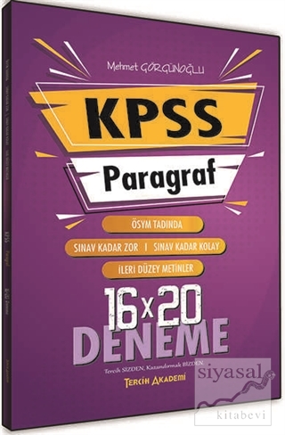 2021 KPSS Paragraf Sözel Bölüm 16x20 Deneme Mehmet Görgünoğlu