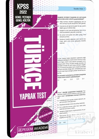 2022 KPSS Genel Yetenek Genel Kültür Türkçe Yaprak Test Kolektif