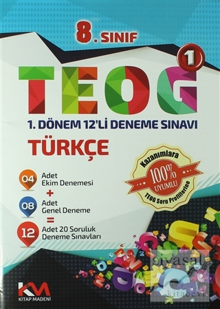 8. Sınıf Teog - 1 Türkçe 1. Dönem 12'li Deneme Sınavı Kolektif