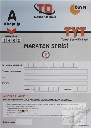 Maraton Serisi TYT Temel Yeterlilik 2. Deneme Sınavı Kolektif