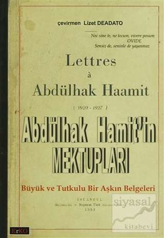 Abdülhak Hamit'in Mektupları Lüsiyen Abdülhak Hamit