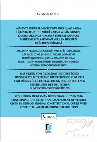 Almanya Federal Meclisi'nin 1915 Olaylarına İlişkin 02. 06. 2016 Tarih