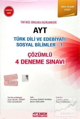 AYT Türk Dili ve Edebiyatı Sosyal Bilimler - 1 Çözümlü 4 Deneme Sınavı