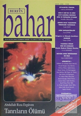 Berfin Bahar Aylık Kültür Sanat ve Edebiyat Dergisi Sayı : 12 Ekim 199