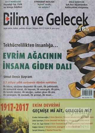 Bilim ve Gelecek Dergisi Sayı : 165 Kasım 2017 Kolektif