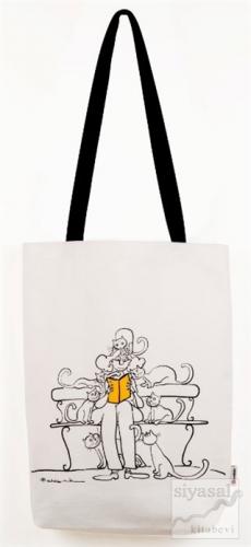 Can Dükkan Bez Çanta (Gabardin) - Kedili Kadın