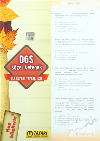 DGS Çek Kopart Yaprak Test - Sözel Yetenek Kolektif