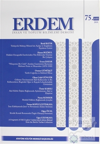 Erdem Atatürk Kültür Merkezi Dergisi Sayı: 75 2018 Kolektif