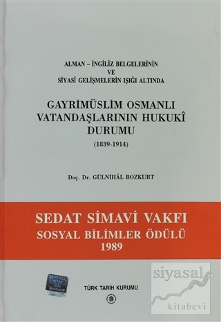 Gayri Müslim Osmanlı Vatandaşlarının Hukuki Durumu 1839-1914 Gülnihal 