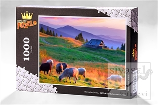 Günbatımı ve Koyunlar (1000 Parça) - Ahşap Puzzle Hayvanlar Serisi - (