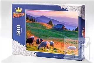 Günbatımı ve Koyunlar (500 Parça) - Ahşap Puzzle Hayvanlar Serisi - (H