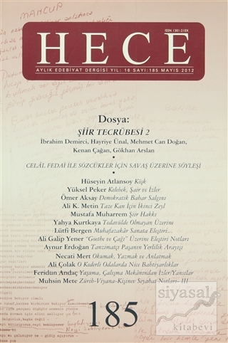 Hece Aylık Edebiyat Dergisi Sayı: 185 Mayıs 2012 Kolektif