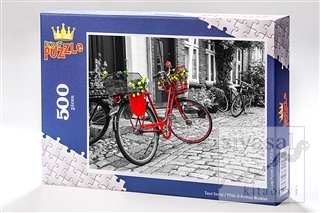 Kırmızı Bisiklet (500 Parça) - Ahşap Puzzle Taşıt Serisi - (TT04-D) Ko