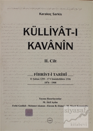 Külliyat-ı Kavanin 2. Cilt Karakoç Sarkis