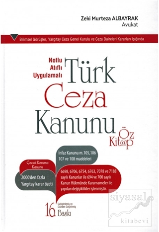 Notlu Atıflı Uygulamalı Türk Ceza Kanunu Öz Kitap (Ciltli) Mustafa Alb