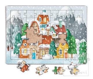 Orman Köyü ve Kış Ahşap Puzzle 54 Parça (LIV-20) Kolektif