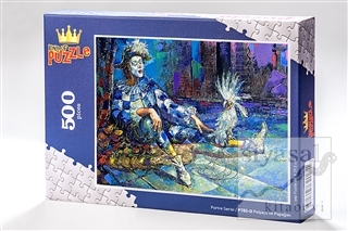 Palyaço ve Papağan (500 Parça) - Ahşap Puzzle Portre Serisi - (PT02-D)