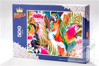 Renkli Papağanlar (500 Parça) - Ahşap Puzzle Hayvanlar Serisi - (HV10-