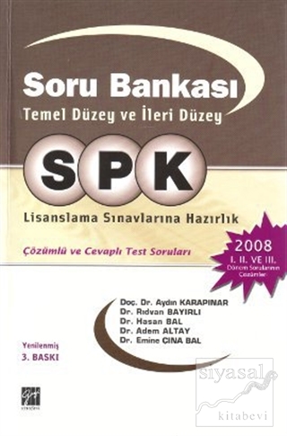 SPK Soru Bankası Temel Düzey ve İleri Düzey Aydın Karapınar